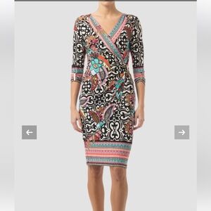 Joseph Ribkoff Multicolor Patterned Long Sleeve Dress